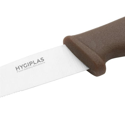Hygiplas Vegetable Knife Serrated Brown 10.5cm fx125