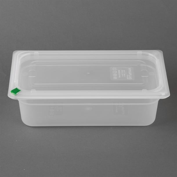 Hygiplas Click PP GN Container 1/3 with Lid & 7 Colour Clips 100mm 3.6Ltr (4 Pack) fz092
