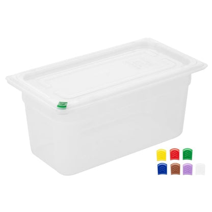 Hygiplas Click PP GN Container 1/3 with Lid & 7 Colour Clips 150mm 5.3Ltr (4 Pack) fz093