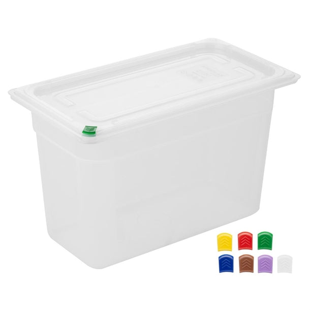 Hygiplas Click PP GN Container 1/3 with Lid & 7 Colour Clips 200mm 6.9Ltr (4 Pack) fz094