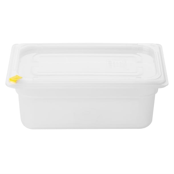 Hygiplas Click PP GN Container 1/4 with Lid & 7 Colour Clips 100mm 2.5Ltr (4 Pack) fz095