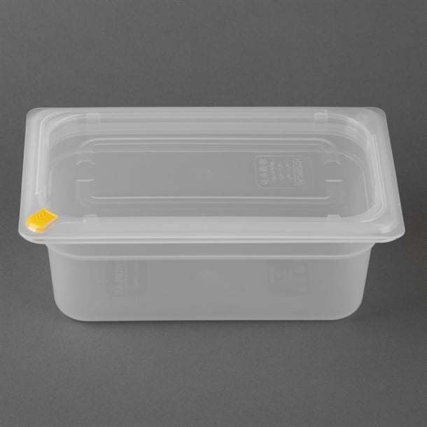 Hygiplas Click PP GN Container 1/4 with Lid & 7 Colour Clips 100mm 2.5Ltr (4 Pack) fz095