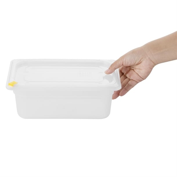 Hygiplas Click PP GN Container 1/4 with Lid & 7 Colour Clips 100mm 2.5Ltr (4 Pack) fz095
