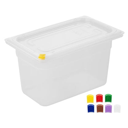 Hygiplas Click PP GN Container 1/4 with Lid & 7 Colour Clips 150mm 3.7Ltr (4 Pack) fz096