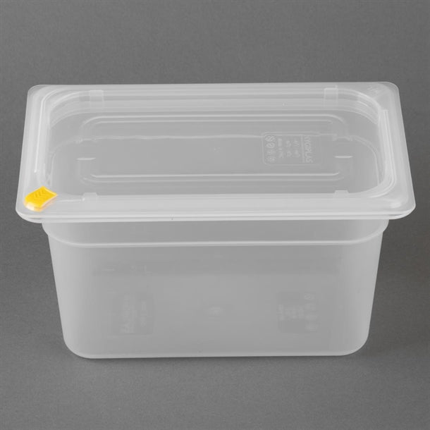 Hygiplas Click PP GN Container 1/4 with Lid & 7 Colour Clips 150mm 3.7Ltr (4 Pack) fz096