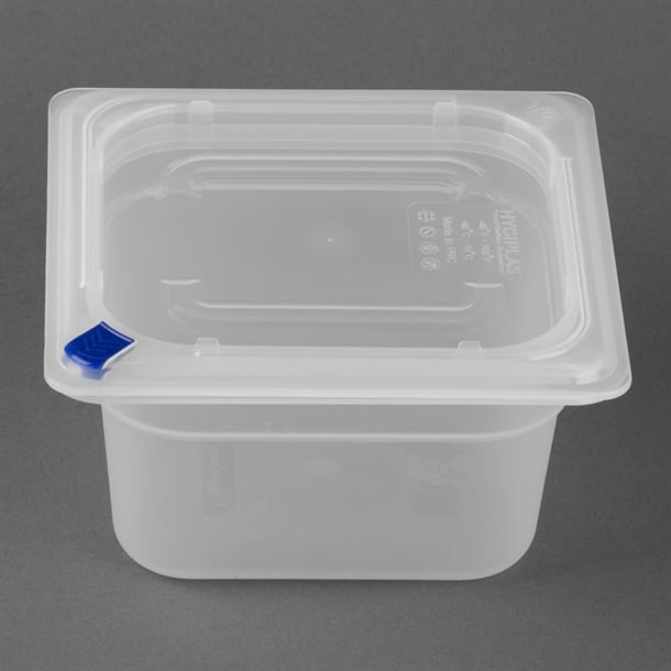 Hygiplas Click PP GN Container 1/6 with Lid & 7 Colour Clips 100mm 1.5Ltr (4 Pack) fz097