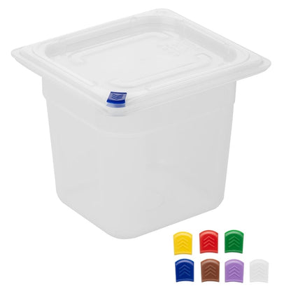 Hygiplas Click PP GN Container 1/6 with Lid & 7 Colour Clips 150mm 2.2Ltr (4 Pack) fz098