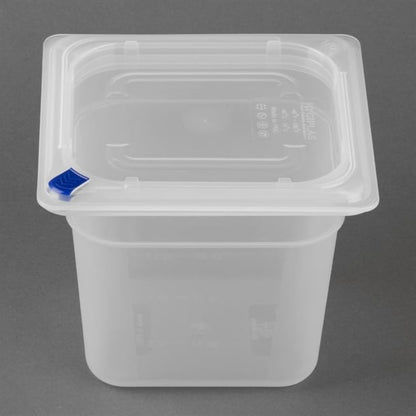 Hygiplas Click PP GN Container 1/6 with Lid & 7 Colour Clips 150mm 2.2Ltr (4 Pack) fz098