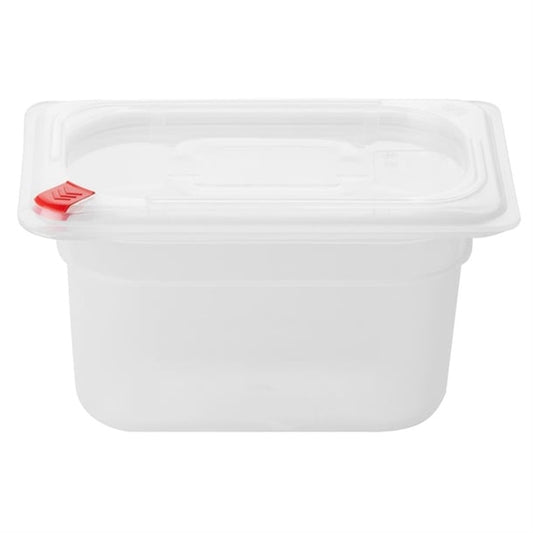 Hygiplas Click PP GN Container 1/9 with Lid & 7 Colour Clips 100mm 0.85Ltr (4 Pack) fz099