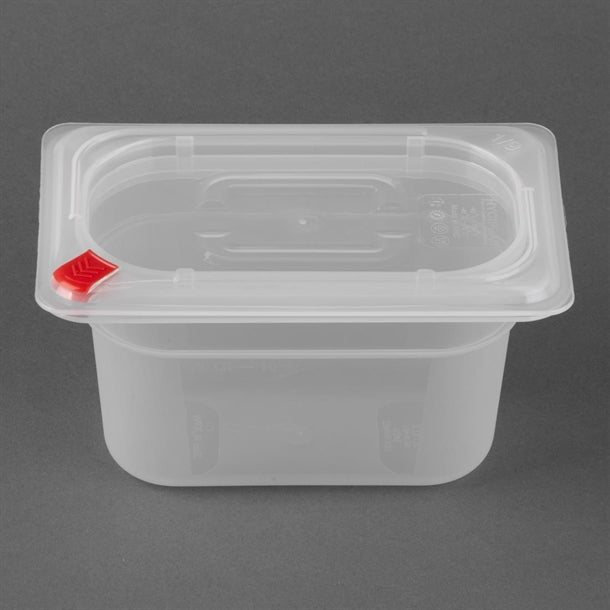 Hygiplas Click PP GN Container 1/9 with Lid & 7 Colour Clips 100mm 0.85Ltr (4 Pack) fz099