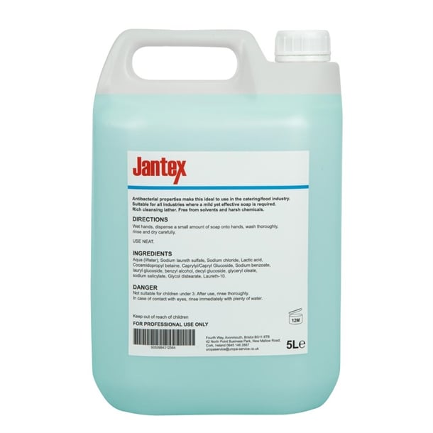 Jantex Unperfumed Antibacterial Liquid Hand Soap 5Ltr gc976