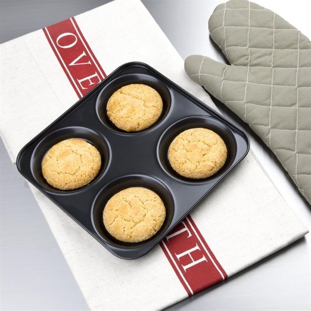 Vogue Carbon Steel Non-Stick Yorkshire Pudding Tray 4 Cup gd012