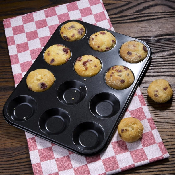Vogue Carbon Steel Non-Stick Mini Muffin Tray 12 Cup gd013