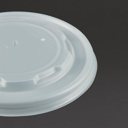 Vegware Compostable Hot Food Pot Flat Lids 350ml / 12oz and 455ml / 16oz (500 Pack) gf048