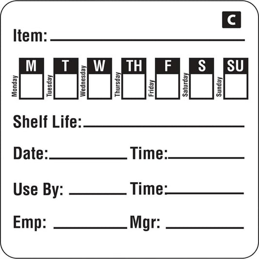 Hygiplas Freezable Day of the Week Labels (500 Pack) gf049
