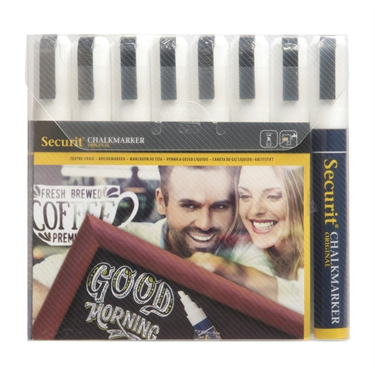 Securit 6mm Liquid Chalk Pens White (8 Pack) gf261