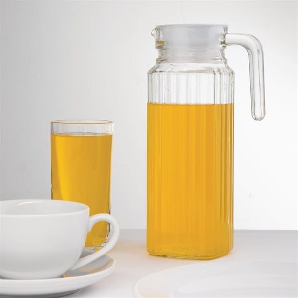 Olympia Ribbed Glasses Jugs 1Ltr (6 Pack) gf922
