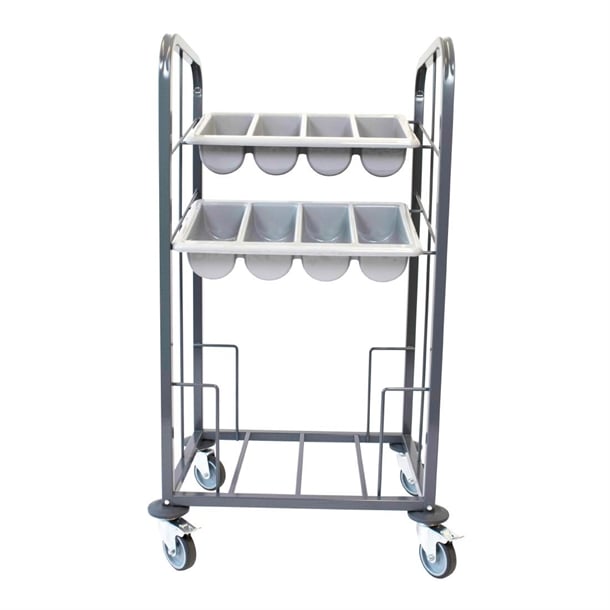 Craven Steel Two Tier Cutlery and Tray Dispense Trolley gg139