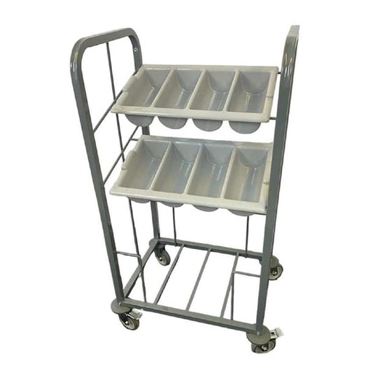 Craven Steel Two Tier Cutlery and Tray Dispense Trolley gg139