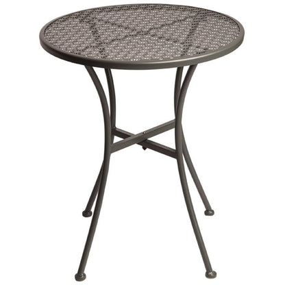 Bolero Round Steel Patterned Bistro Table Grey 600mm gg703