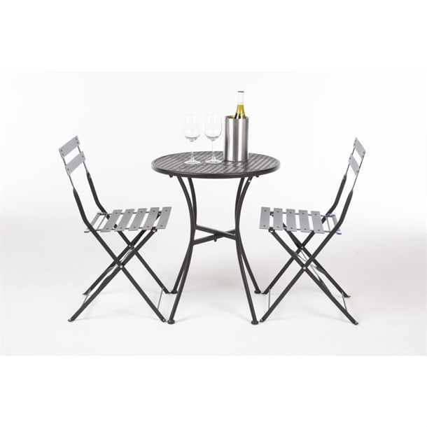 Bolero Black Steel Patterned Round Bistro Table Black 600mm gg705