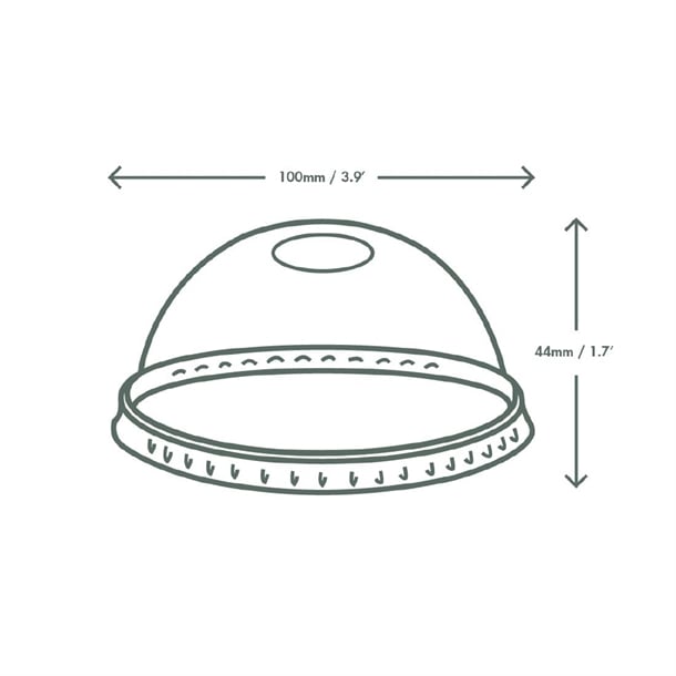 Vegware Compostable Cold Cup Domed Lids 340ml / 12oz and 455ml / 16oz (1000 Pack) gh016