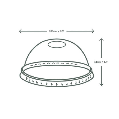 Vegware Compostable Cold Cup Domed Lids 340ml / 12oz and 455ml / 16oz (1000 Pack) gh016