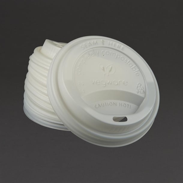 Vegware Compostable Lids for 340ml & 455ml Coffee Cups (1000 Pack) gh023