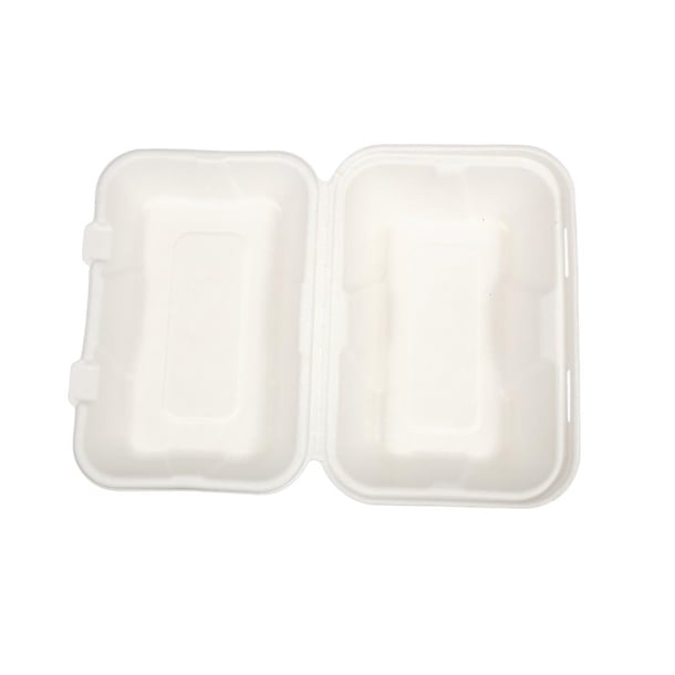 Vegware Compostable Bagasse Clamshell Hinged Meal Boxes 228mm gh026