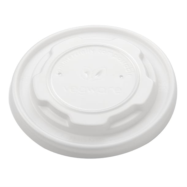 Vegware Compostable Hot Food Pot Flat Lids 170ml / 6oz and 230ml / 8oz gh166