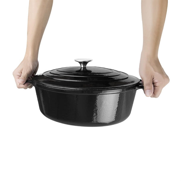 Vogue Oval Casserole Dish Black 5Ltr gh306