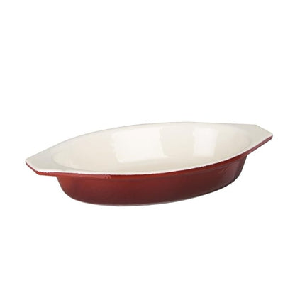 Vogue Oval Cast Iron Gratin Dish Red 650ml gh317