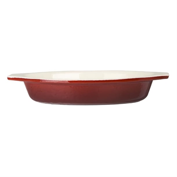 Vogue Oval Cast Iron Gratin Dish Red 650ml gh317