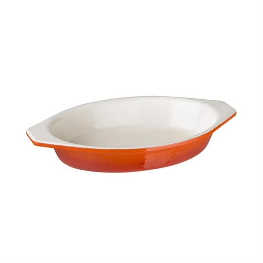 Vogue Oval Cast Iron Gratin Dish Orange 650ml gh318