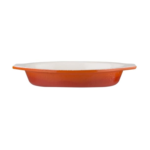 Vogue Oval Cast Iron Gratin Dish Orange 650ml gh318