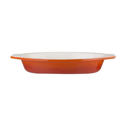 Vogue Oval Cast Iron Gratin Dish Orange 650ml gh318
