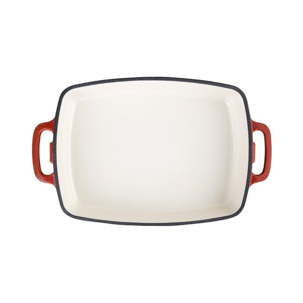 Vogue Rectangular Cast Iron Dish Red 2.8Ltr gh320