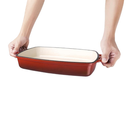 Vogue Rectangular Cast Iron Dish Red 2.8Ltr gh320