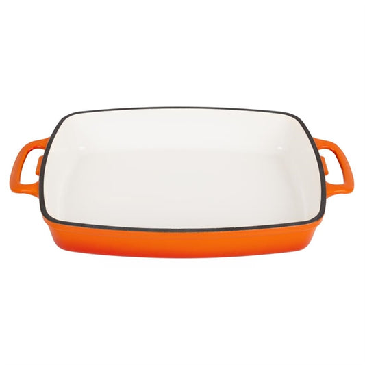 Vogue Rectangular Cast Iron Dish Orange 2.8Ltr gh322