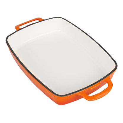 Vogue Rectangular Cast Iron Dish Orange 2.8Ltr gh322