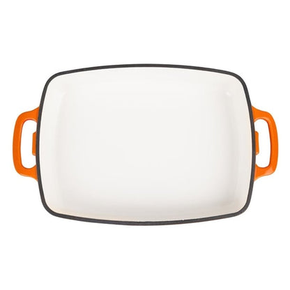 Vogue Rectangular Cast Iron Dish Orange 2.8Ltr gh322