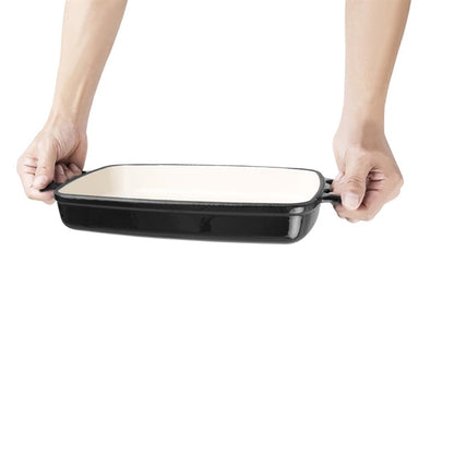 Vogue Rectangular Cast Iron Dish Black 1.8Ltr gh323