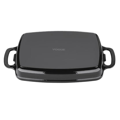 Vogue Rectangular Cast Iron Dish Black 1.8Ltr gh323