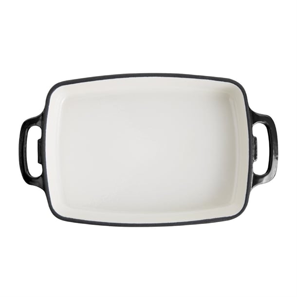 Vogue Rectangular Cast Iron Dish Black 2.8Ltr gh324