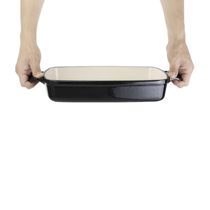 Vogue Rectangular Cast Iron Dish Black 2.8Ltr gh324