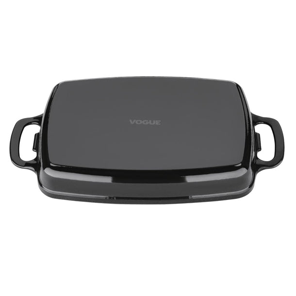 Vogue Rectangular Cast Iron Dish Black 2.8Ltr gh324