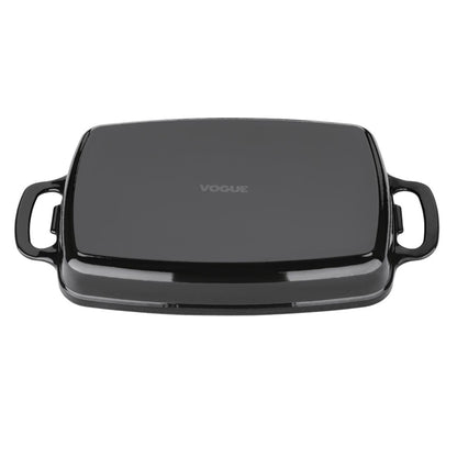 Vogue Rectangular Cast Iron Dish Black 2.8Ltr gh324