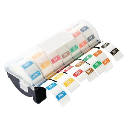 Hygiplas Dissolvable Colour Coded Food Label Starter kit with 1" Dispenser gh474