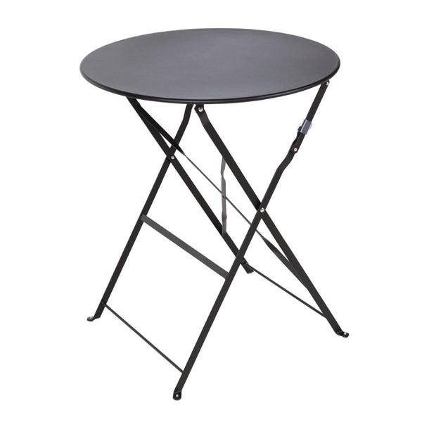 Bolero Perth Black Pavement Style Steel Table Round 600mm gh558