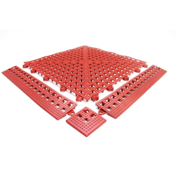 COBA Red Corner Flexi-Deck Tiles (4 Pack) gh607